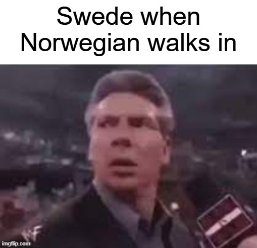 x when x walks in | Swede when Norwegian walks in | image tagged in x when x walks in | made w/ Imgflip meme maker
