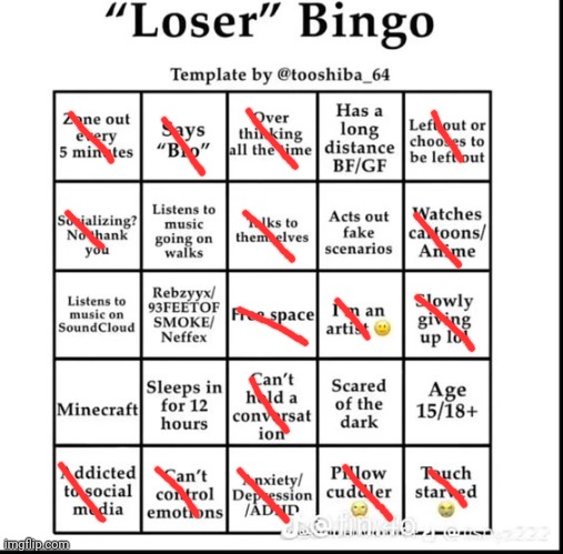 ......... | image tagged in loser bingo,yes,depression | made w/ Imgflip meme maker