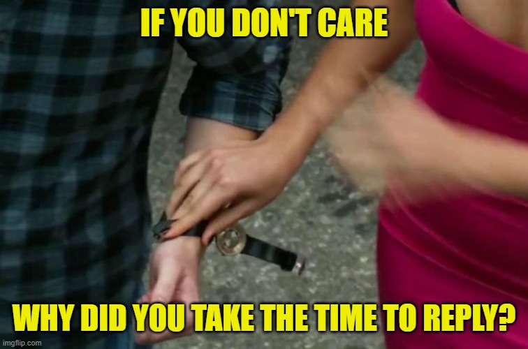 IF YOU DON'T CARE WHY DID YOU TAKE THE TIME TO REPLY? | made w/ Imgflip meme maker