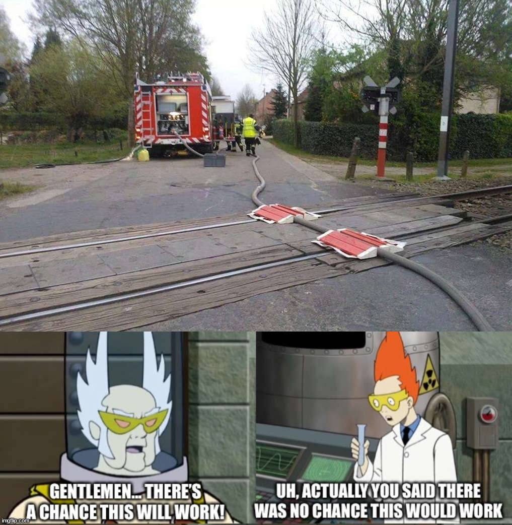 I think this will not work when a train comes | image tagged in fool that will never work | made w/ Imgflip meme maker