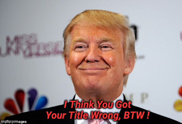 Donald trump approves | I Think You Got Your Title Wrong, BTW ! | image tagged in donald trump approves | made w/ Imgflip meme maker