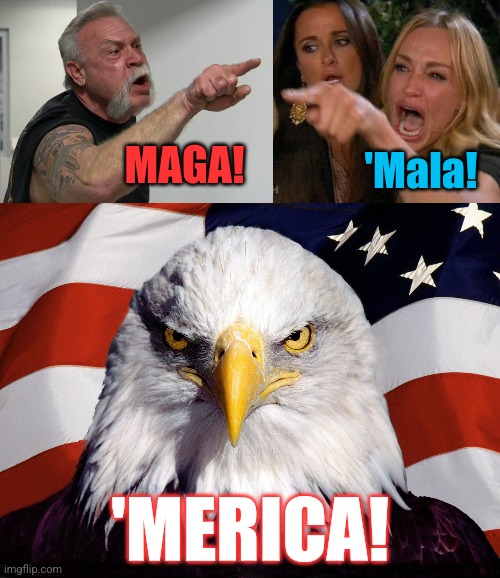 2024 Election | MAGA! 'Mala! 'MERICA! | image tagged in donald trump,kamala harris,maga,america,2024,presidential election | made w/ Imgflip meme maker