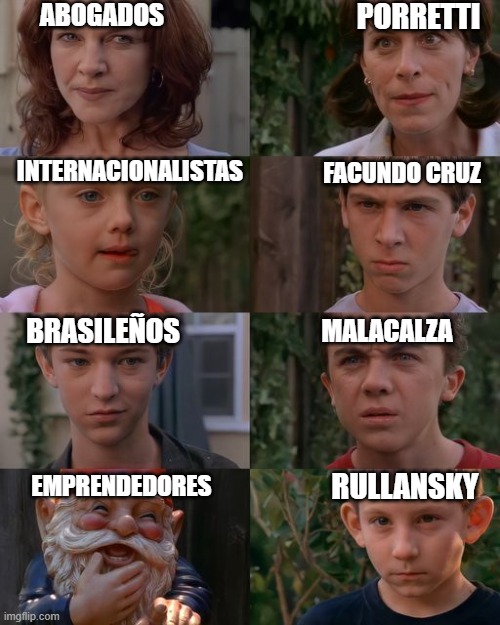 PORRETTI; ABOGADOS; INTERNACIONALISTAS; FACUNDO CRUZ; MALACALZA; BRASILEÑOS; EMPRENDEDORES; RULLANSKY | made w/ Imgflip meme maker