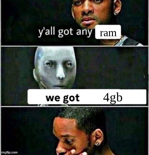 yall got any | ram; 4gb | image tagged in yall got any | made w/ Imgflip meme maker