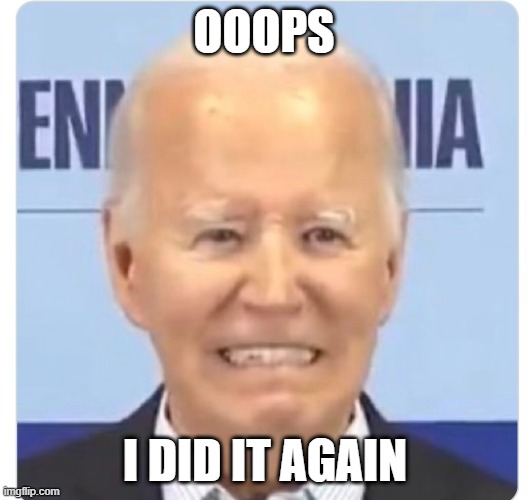 Ooops he did it again | OOOPS; I DID IT AGAIN | image tagged in joe biden worries | made w/ Imgflip meme maker