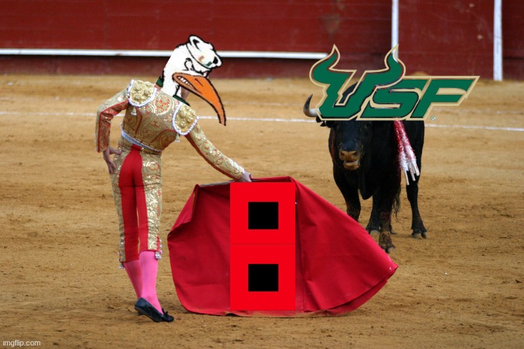 Miami vs USF meme | image tagged in college football,rivalry,memes,football,sports,florida | made w/ Imgflip meme maker