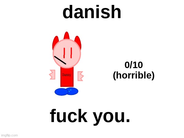 danish; 0/10
(horrible); fuck you. | made w/ Imgflip meme maker