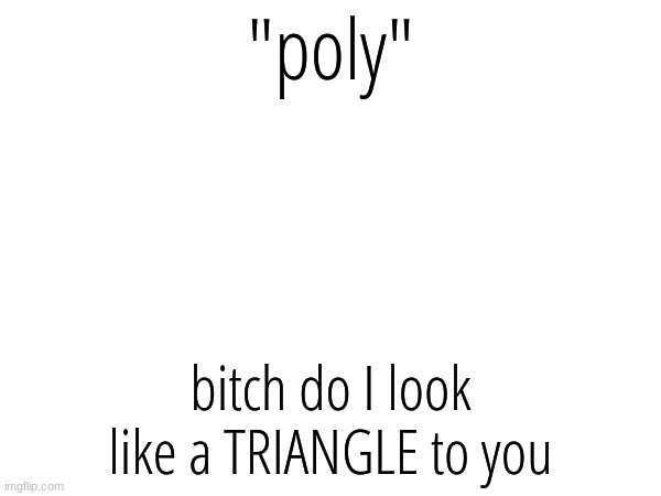 polygon | "poly"; bitch do I look like a TRIANGLE to you | made w/ Imgflip meme maker