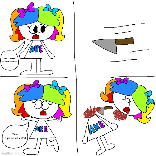 Akedoi gets Killed by knife (Weird Alpha Friends Comic) | image tagged in thealphafriends,akedoi,blood,gore,fanart,parody | made w/ Imgflip meme maker