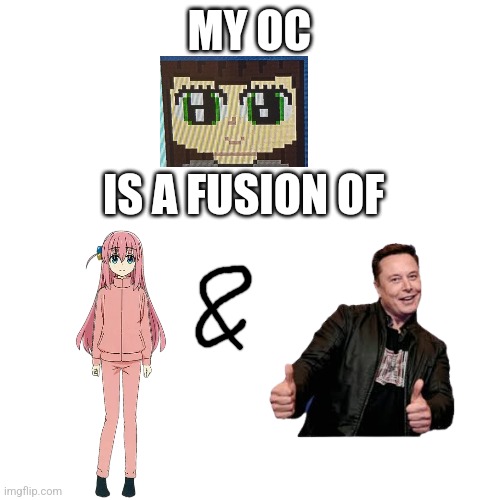 It's cuz she's a tech billionaire and a musician | MY OC; IS A FUSION OF | image tagged in memes,oc,anime girl,bocchi the rock,elon musk,original character | made w/ Imgflip meme maker