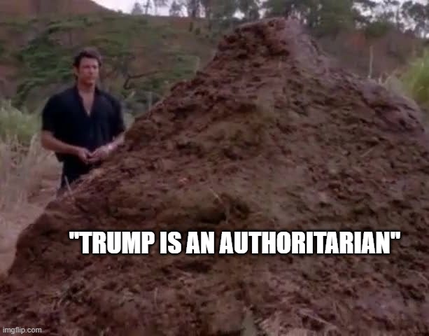 Jurassic Park shit schene | "TRUMP IS AN AUTHORITARIAN" | image tagged in jurassic park shit schene | made w/ Imgflip meme maker