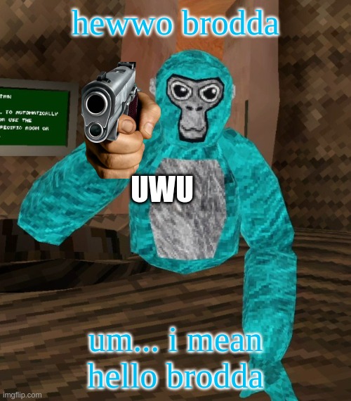 Monkey | hewwo brodda; UWU; um... i mean hello brodda | image tagged in monkey | made w/ Imgflip meme maker