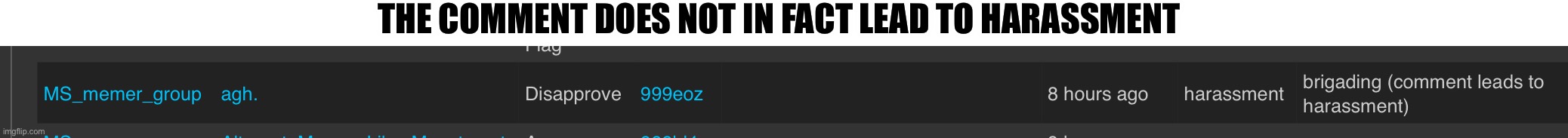 Why, why disapprove something harmless ☠️ | THE COMMENT DOES NOT IN FACT LEAD TO HARASSMENT | made w/ Imgflip meme maker