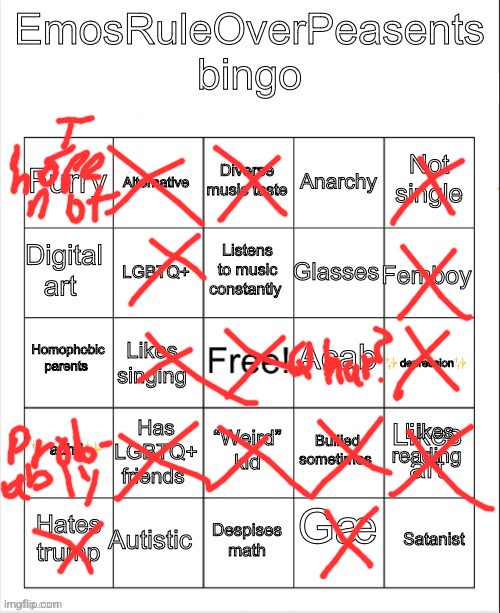 EmosRuleOverPeasents bingo #2 | image tagged in emosruleoverpeasents bingo 2 | made w/ Imgflip meme maker