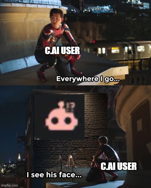 c.ai filter | C.AI USER; C.AI USER | image tagged in everywhere i go i see his face | made w/ Imgflip meme maker