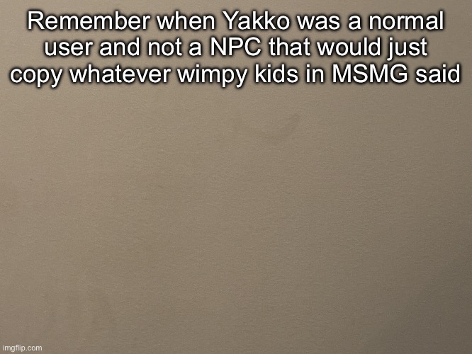 Tako Wall Reveal | Remember when Yakko was a normal user and not a NPC that would just copy whatever wimpy kids in MSMG said | image tagged in tako wall reveal | made w/ Imgflip meme maker