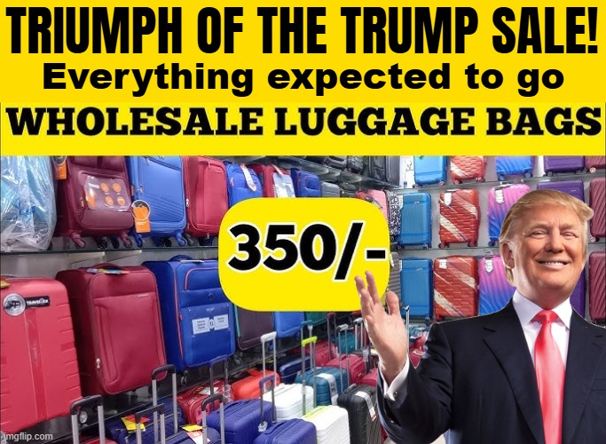 With the even more successful storytelling of the Dems this time around, some might actually keep their promise | TRIUMPH OF THE TRUMP SALE! Everything expected to go | image tagged in donald trump,election | made w/ Imgflip meme maker