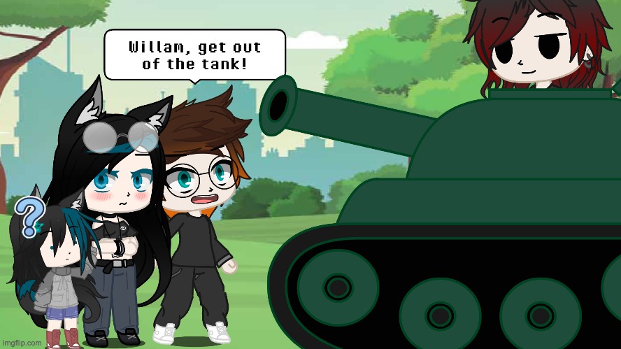 William's not gonna get out of the tank. | image tagged in tank,cousins | made w/ Imgflip meme maker