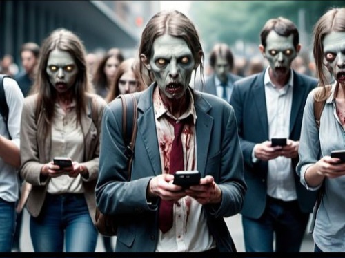 Cell phone zombies Blank Meme Template