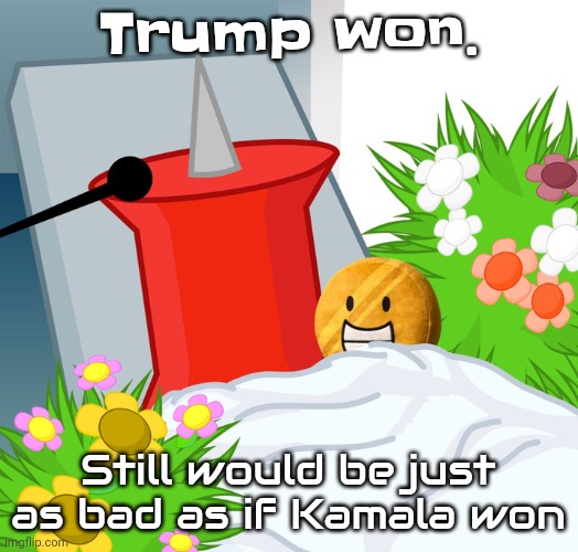 No limbs pin | Trump won. Still would be just as bad as if Kamala won | image tagged in no limbs pin | made w/ Imgflip meme maker