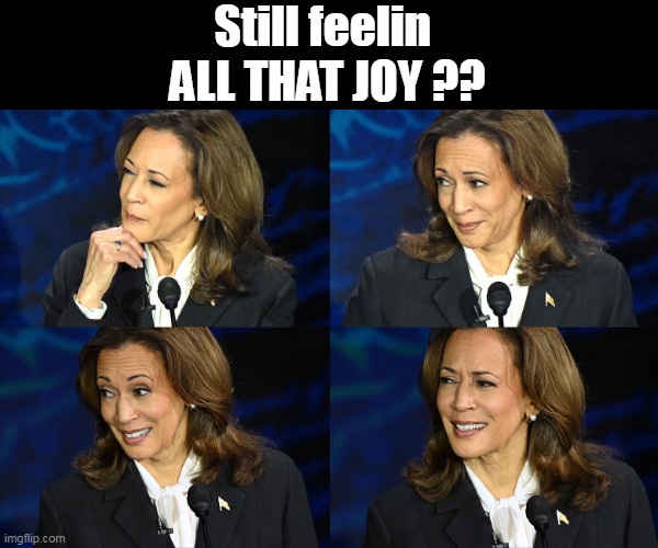 All that practice on that SMUG MUG will come in handy | Still feelin 
ALL THAT JOY ?? | image tagged in kamala feel the joy meme | made w/ Imgflip meme maker