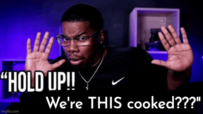 It's Joever. | We're THIS cooked???" | image tagged in hold up his writing is this fire | made w/ Imgflip meme maker