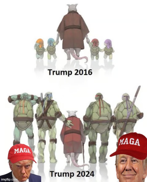 MAGA Country is BACK | image tagged in teenage mutant ninja turtles,trump,donald trump,donald trump approves | made w/ Imgflip meme maker