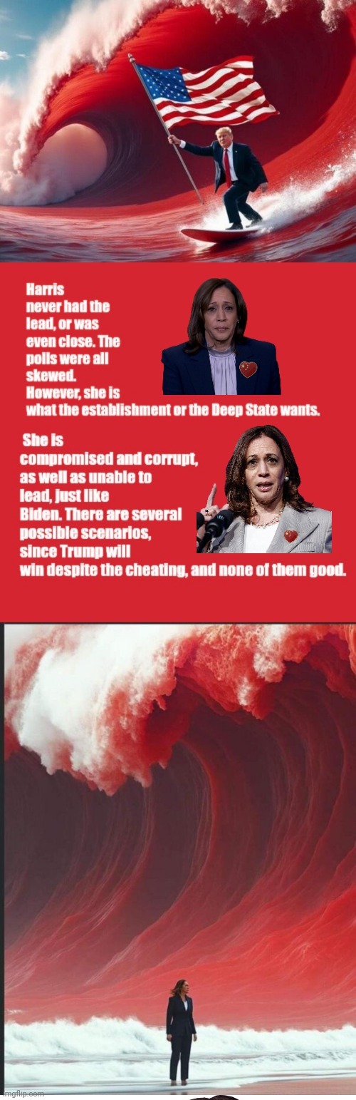 Red Wave for Orange Man | image tagged in donald trump,beats,kamala harris | made w/ Imgflip meme maker