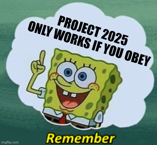 So don't obey. | PROJECT 2025 ONLY WORKS IF YOU OBEY | image tagged in project 2025,christofascism,disobedience | made w/ Imgflip meme maker