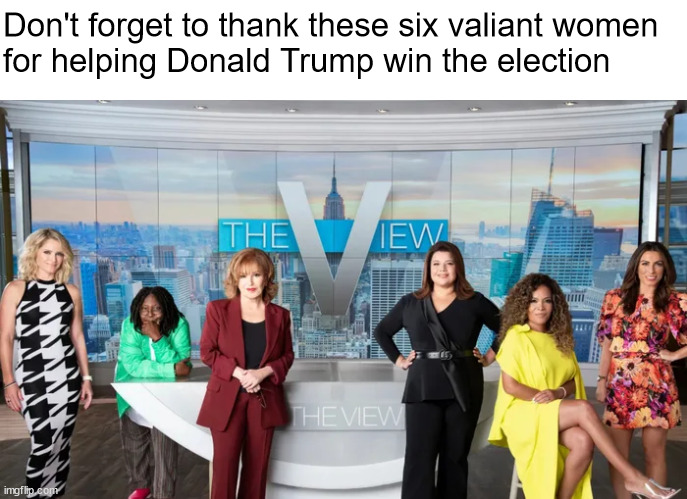 A gracious winner always remembers those who provided support | Don't forget to thank these six valiant women 
for helping Donald Trump win the election | made w/ Imgflip meme maker