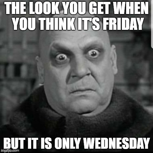 It's only Wednesday! | image tagged in it's only wednesday,addams family,uncle fester,funny,meme | made w/ Imgflip meme maker