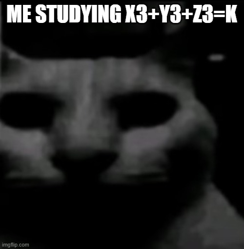 ME STUDYING X3+Y3+Z3=K | made w/ Imgflip meme maker