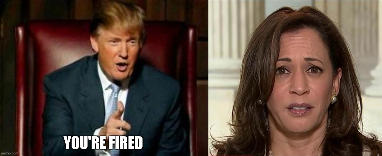 2BIG2RIG | YOU'RE FIRED | image tagged in donald trump,kamala harris | made w/ Imgflip meme maker