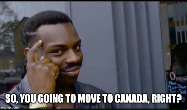 Thinking Black Man | SO, YOU GOING TO MOVE TO CANADA, RIGHT? | image tagged in thinking black man | made w/ Imgflip meme maker