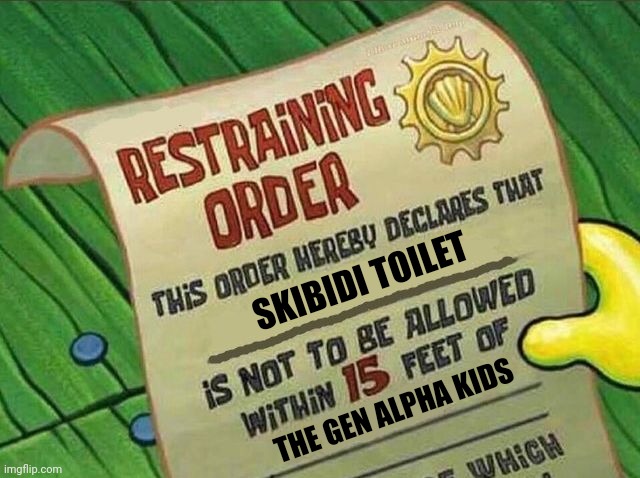 My attempt to stop brainrot | SKIBIDI TOILET; THE GEN ALPHA KIDS | image tagged in restraining order,anti-brainrot,save gen alpha,cancel skibidi toilet,stop brainrot,stop the ipad kids | made w/ Imgflip meme maker