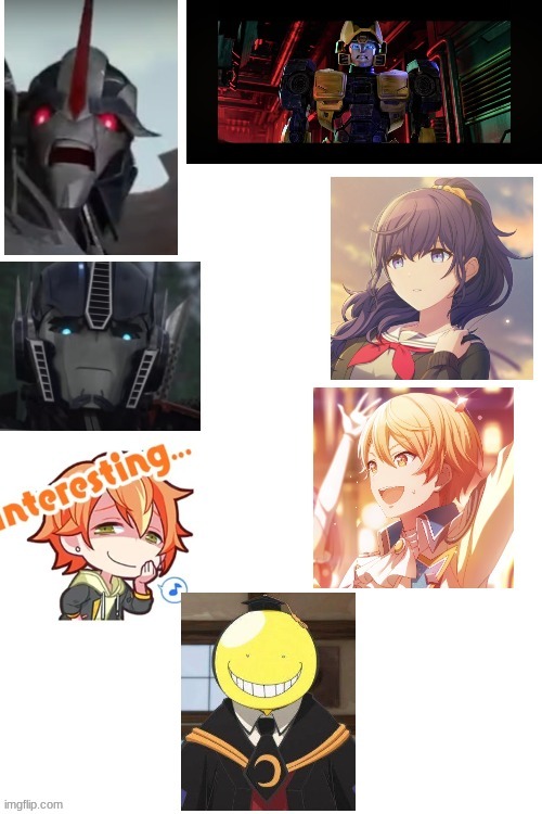 (Tw: controversial opinions) My hear me out list | image tagged in assassination classroom,transformers prime,project sekai,hear me out | made w/ Imgflip meme maker