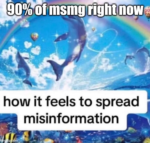 How it feels to spread misinformation | 90% of msmg right now | image tagged in how it feels to spread misinformation | made w/ Imgflip meme maker
