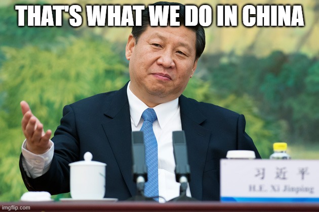 Xi Jinping | THAT'S WHAT WE DO IN CHINA | image tagged in xi jinping | made w/ Imgflip meme maker