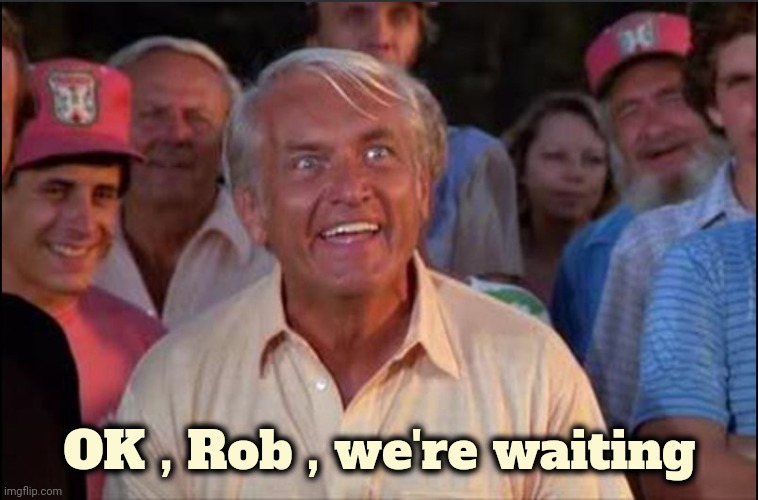 Well we're waiting | OK , Rob , we're waiting | image tagged in well we're waiting | made w/ Imgflip meme maker