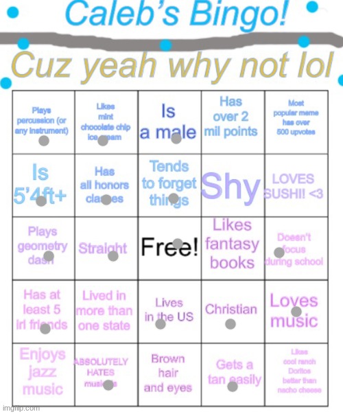 Caleb’s bingo | image tagged in caleb s bingo | made w/ Imgflip meme maker