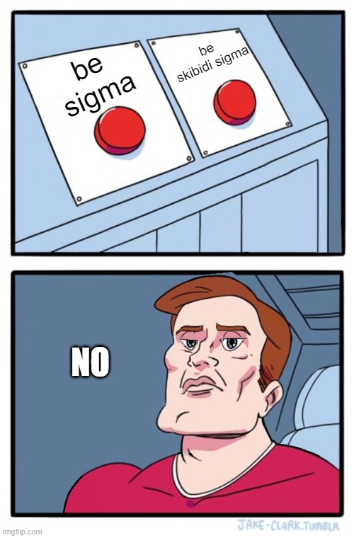 Two Buttons - No Edition | be sigma be skibidi sigma NO | image tagged in two buttons - no edition | made w/ Imgflip meme maker