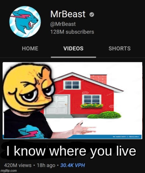 MrBeast thumbnail template | I know where you live | image tagged in mrbeast thumbnail template | made w/ Imgflip meme maker