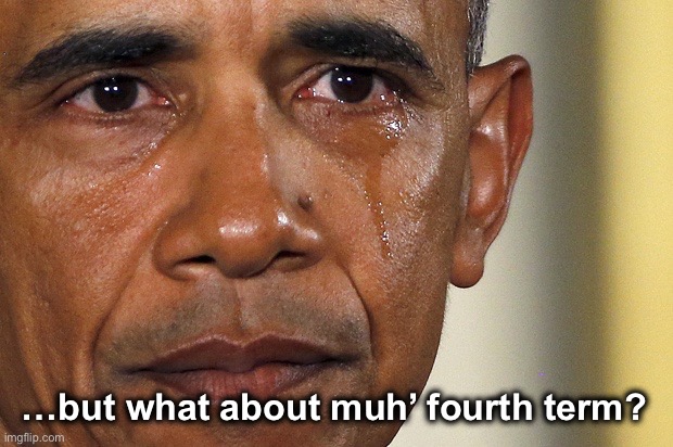 obama tears | …but what about muh’ fourth term? | image tagged in obama tears | made w/ Imgflip meme maker