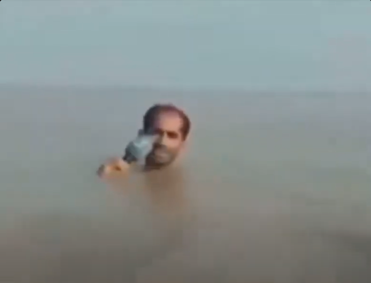 Reporter in Water Blank Meme Template