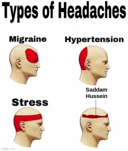 why my headache kinda serving saddam hussein hiding spot | Saddam Hussein | image tagged in saddam hussein hiding spot,funny,types of headaches meme,saddam hussein | made w/ Imgflip meme maker