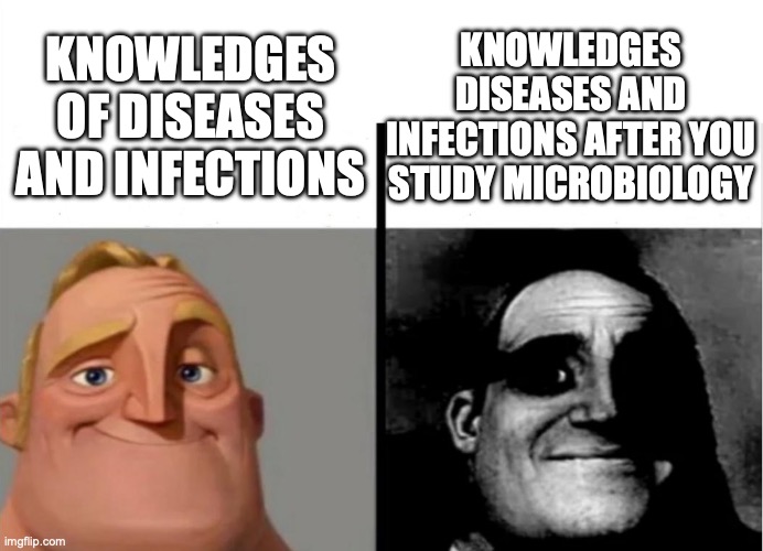 microbiology has changed my mindset in some science topics... | KNOWLEDGES DISEASES AND INFECTIONS AFTER YOU STUDY MICROBIOLOGY; KNOWLEDGES OF DISEASES AND INFECTIONS | image tagged in teacher's copy,biology,microbiology,science,disease,infection | made w/ Imgflip meme maker