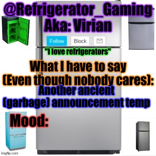 Went from refrigerator gaming to fridge shaboinking | Another ancient (garbage) announcement temp | image tagged in refrigerator announcement template | made w/ Imgflip meme maker