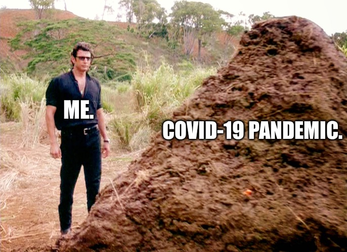 That is one big pile of covid shit. | ME. COVID-19 PANDEMIC. | image tagged in memes poop jurassic park | made w/ Imgflip meme maker