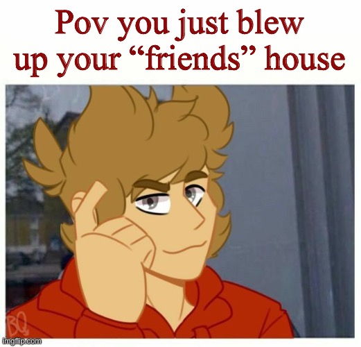 tord smart | Pov you just blew up your “friends” house | image tagged in tord smart | made w/ Imgflip meme maker