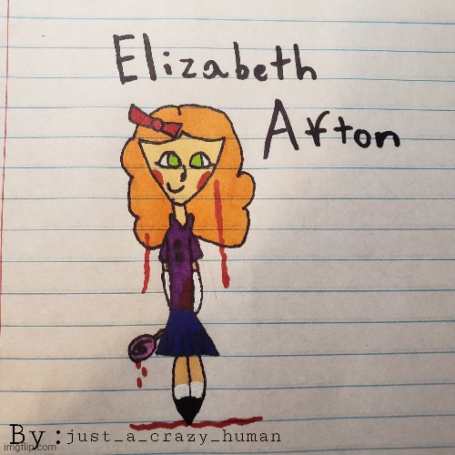 My drawing of Elizabeth Afton (I pick the wrong color for the shirt) | image tagged in fnaf,fanart | made w/ Imgflip meme maker